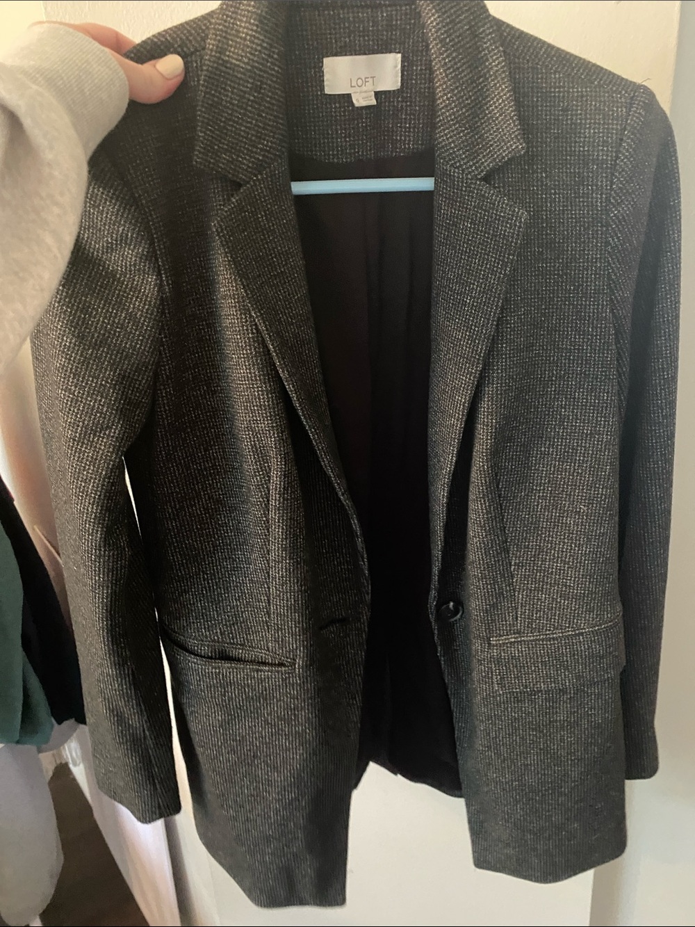 LOFT Gray Textured Open-Front Blazer